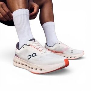 On Men's Cloudsurfer Next Running Shoes in White/Flame